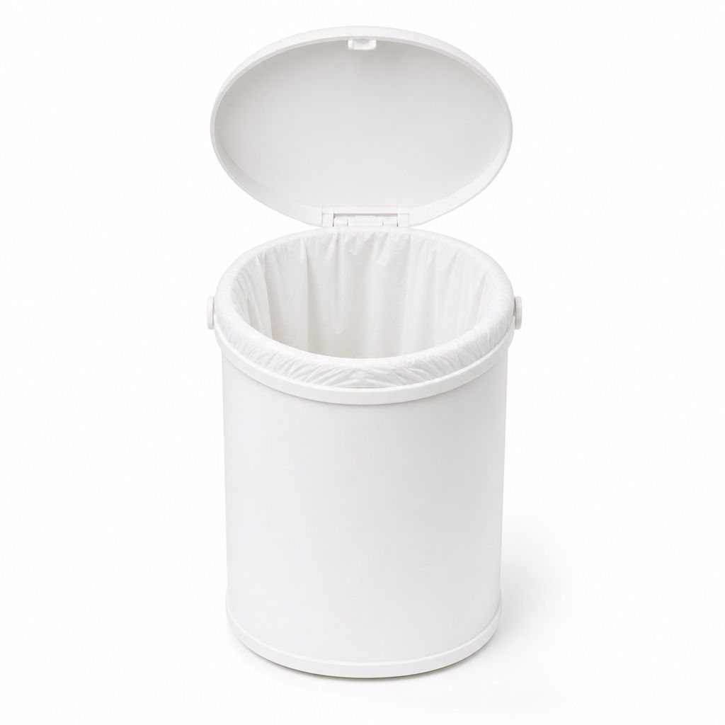 White scented sanitary liner fitted inside an open commercial sanitary bin