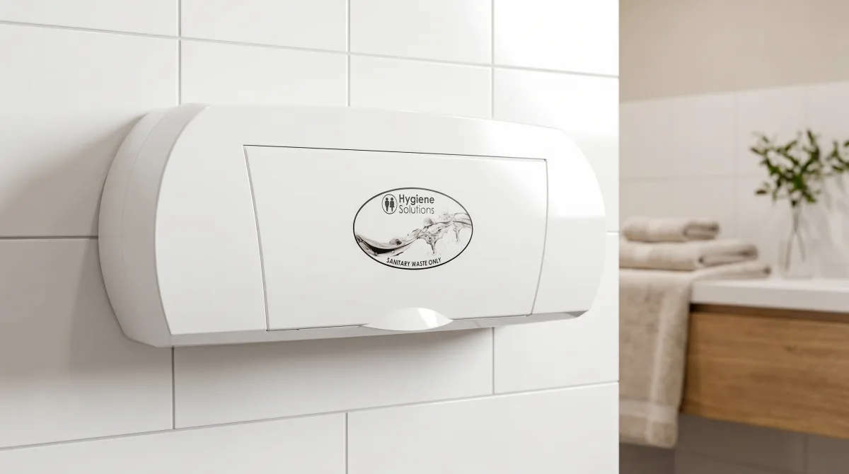 Wall-mounted Hygiene Solutions unit in a clean, premium washroom