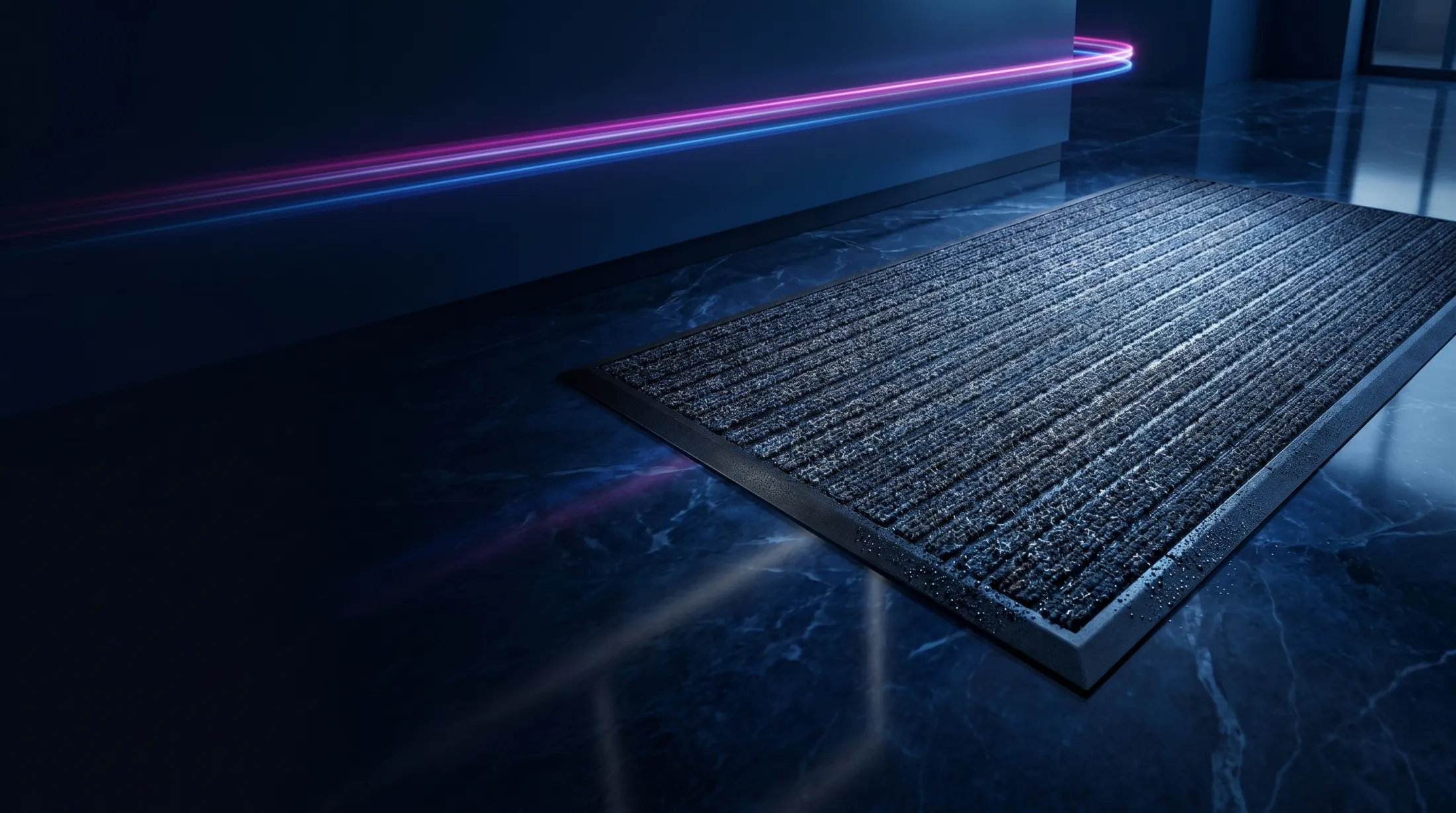 A professional entrance barrier mat at a commercial reception entrance